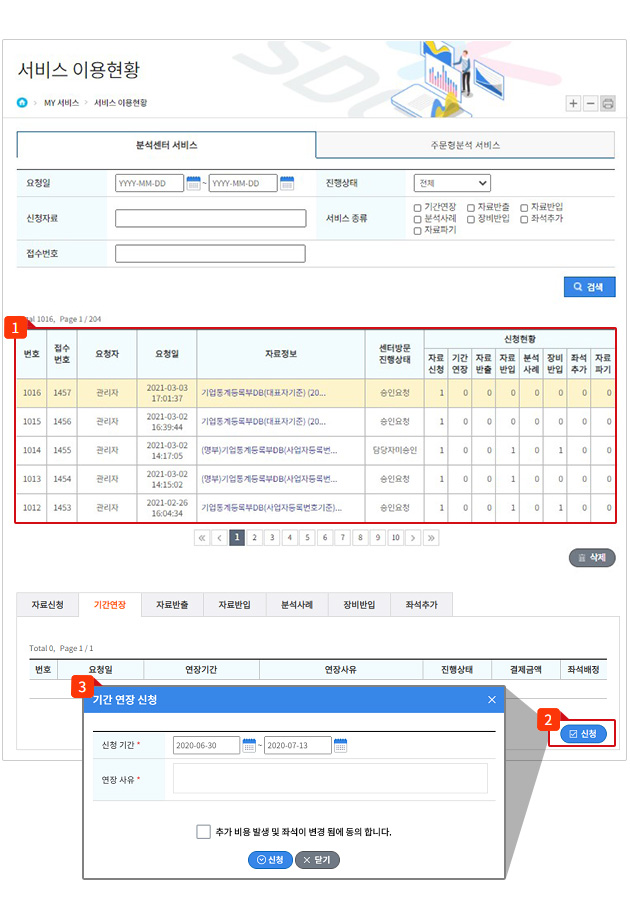기간연장 서비스 선택 하는 이미지