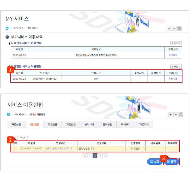 신청정보 수정 및 확인 이미지